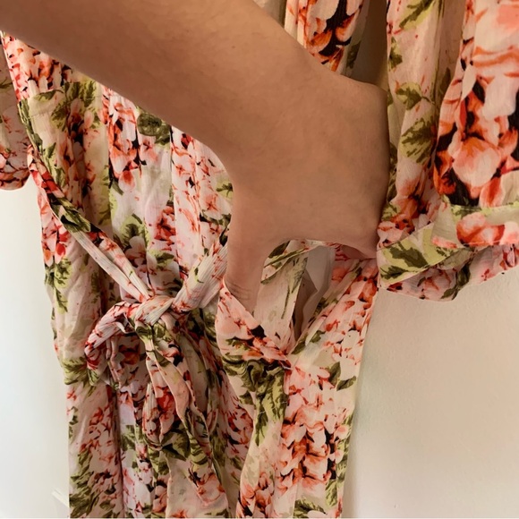 J. Jill Hydrangea Floral Print Flowy Button Up Belted Midi Dress Size Large - Picture 9 of 12